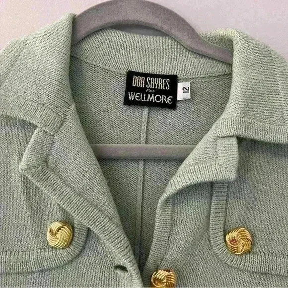 DON SAYERS wellmore Vintage 80s Retro knit gold button sweater dress size 12 - Picture 4 of 5